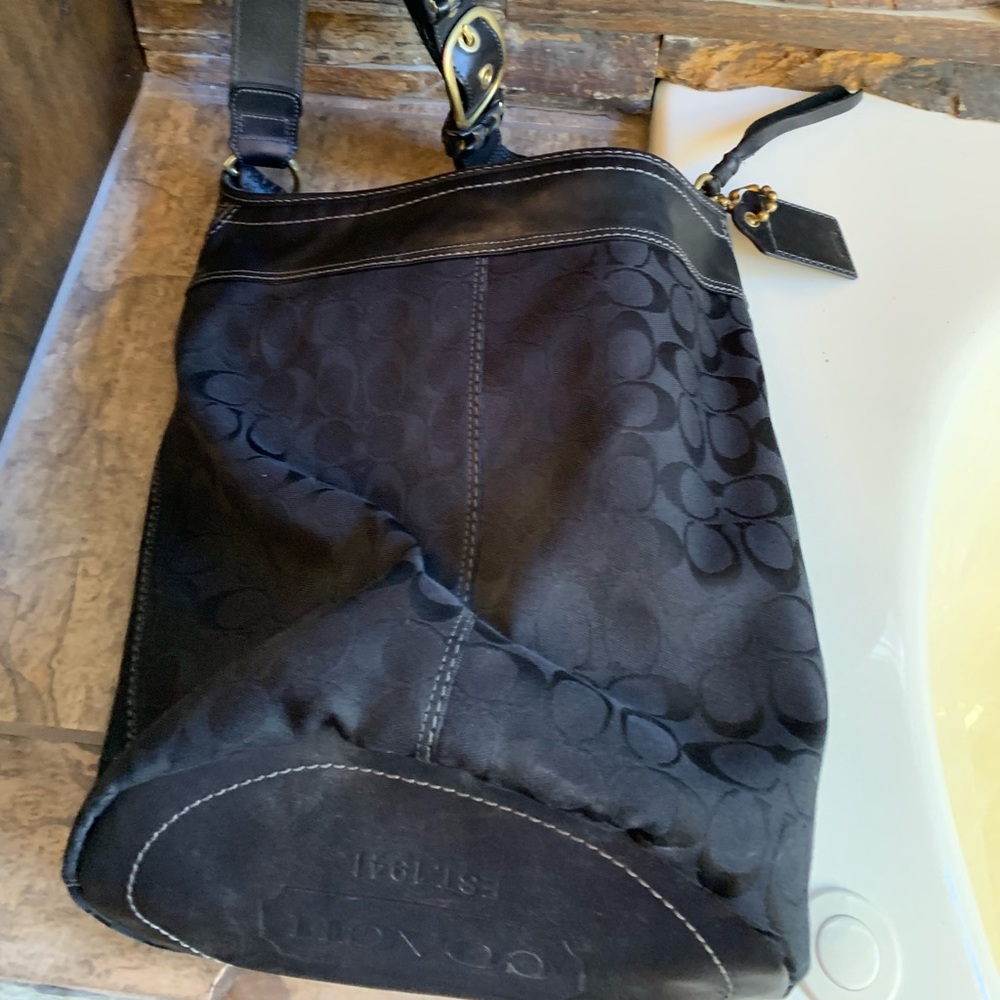 Coach black signature print purse